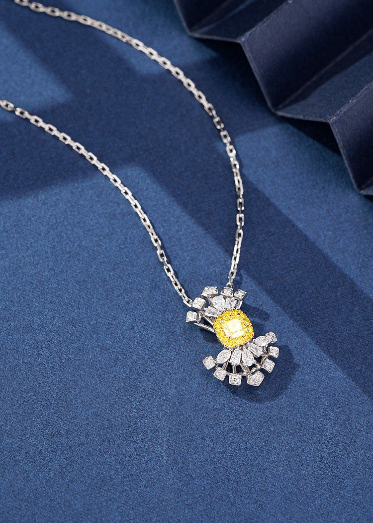 Diamond Fan Pendant Jewelry - Sparkling Elegance - Yellow Diamond Pendant