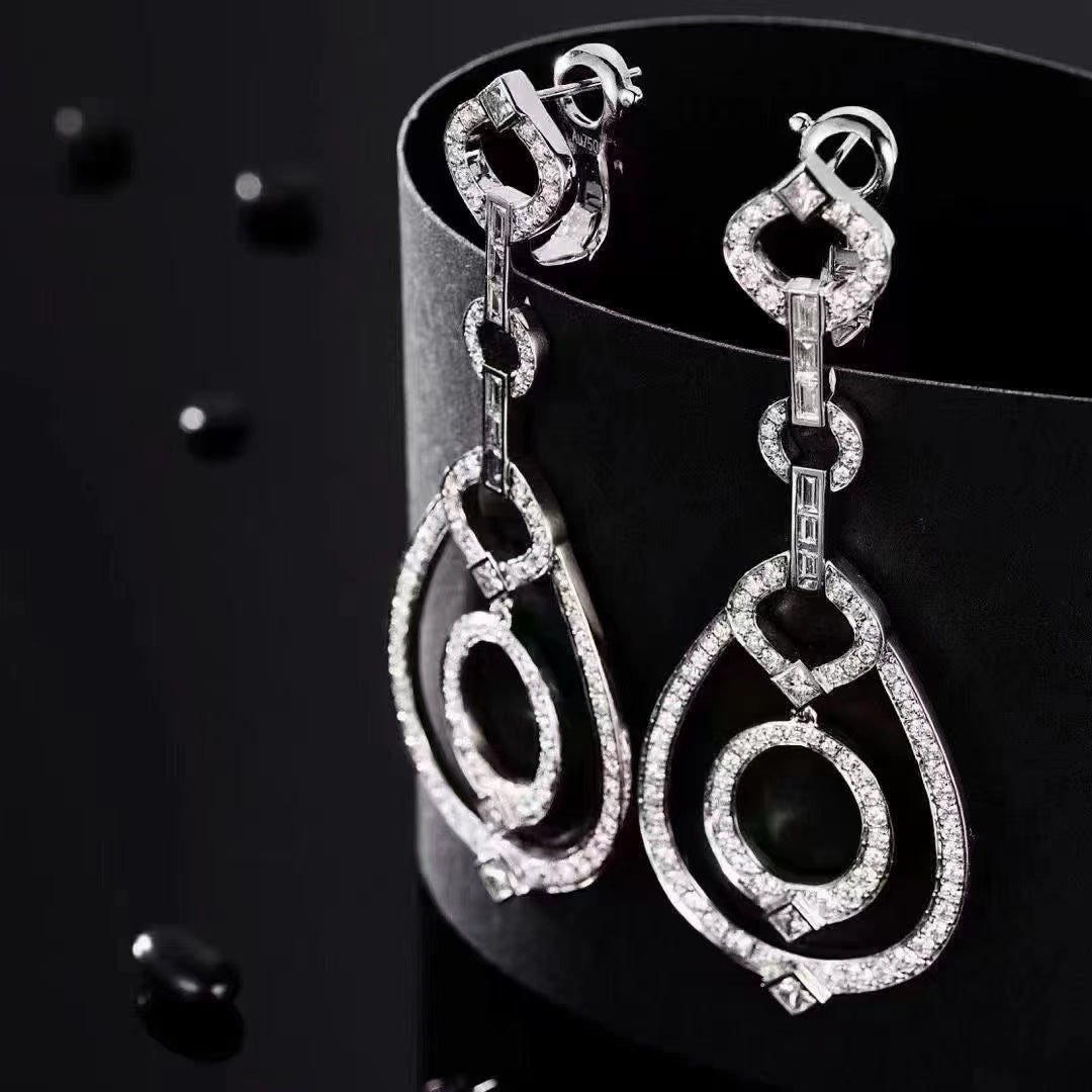 Diamond Five-Ring Earrings - Luxurious Jewelry Piece - Jeweler.Jewelry