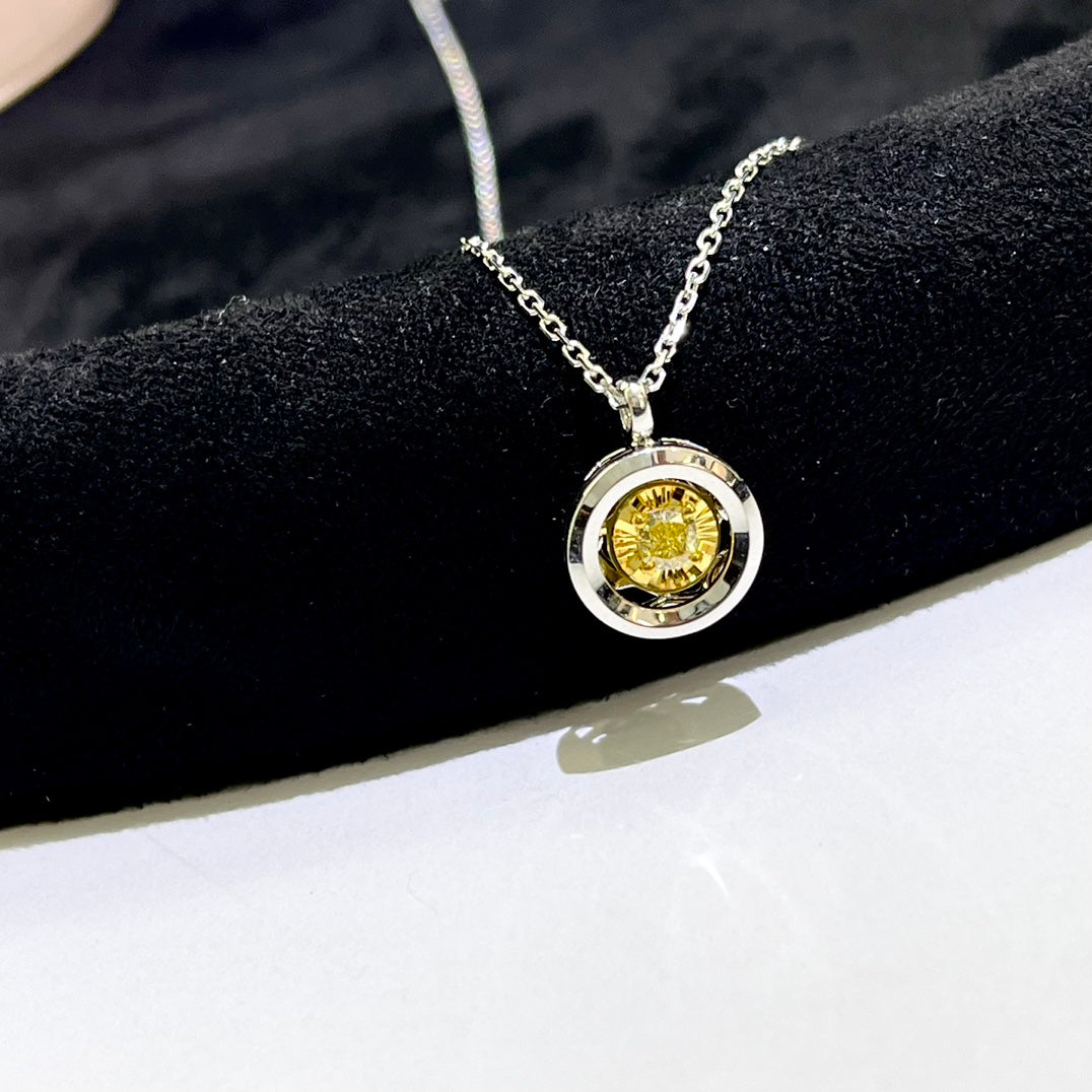 Diamond Flexible Flower Chain Pendant Jewelry - Yellow Diamond Pendant