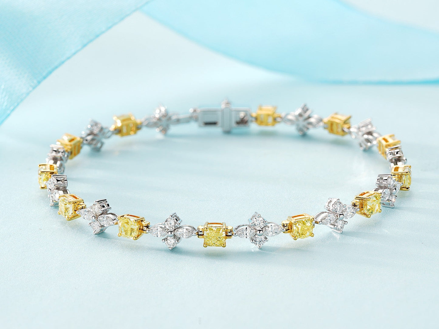 Diamond Four-Leaf Clover Bracelet - Luxury Jewelry Collection - Yellow Diamond Bracelet