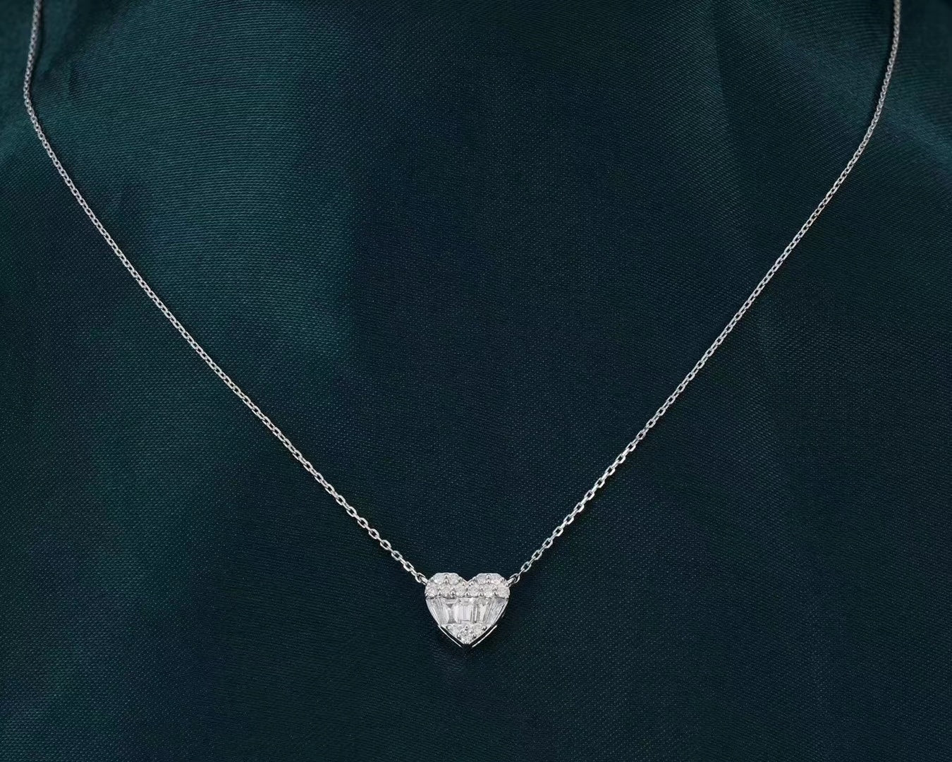 Diamond Heart Pendant Necklace - Elegant Jewelry Piece - White Diamond Pendant