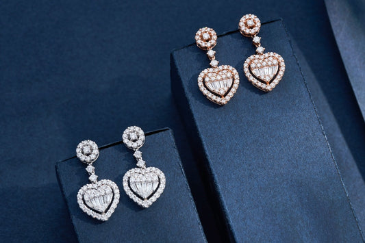 Diamond Heart-Shaped Jewelry Set: A Sparkling Choice - White Diamond Set System