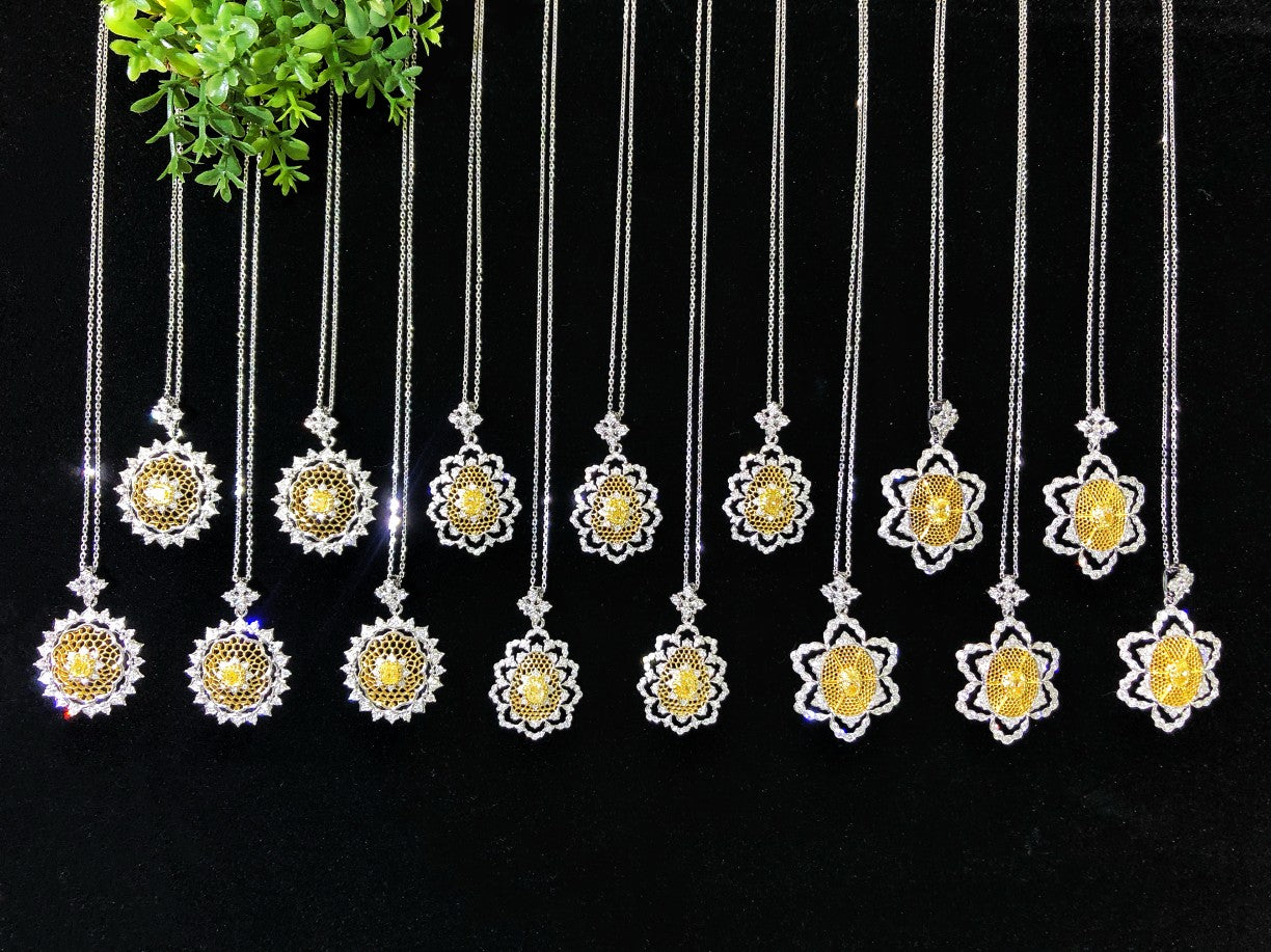 Diamond Hive Pendant Jewelry - Exquisite Craftsmanship - Yellow Diamond Pendant