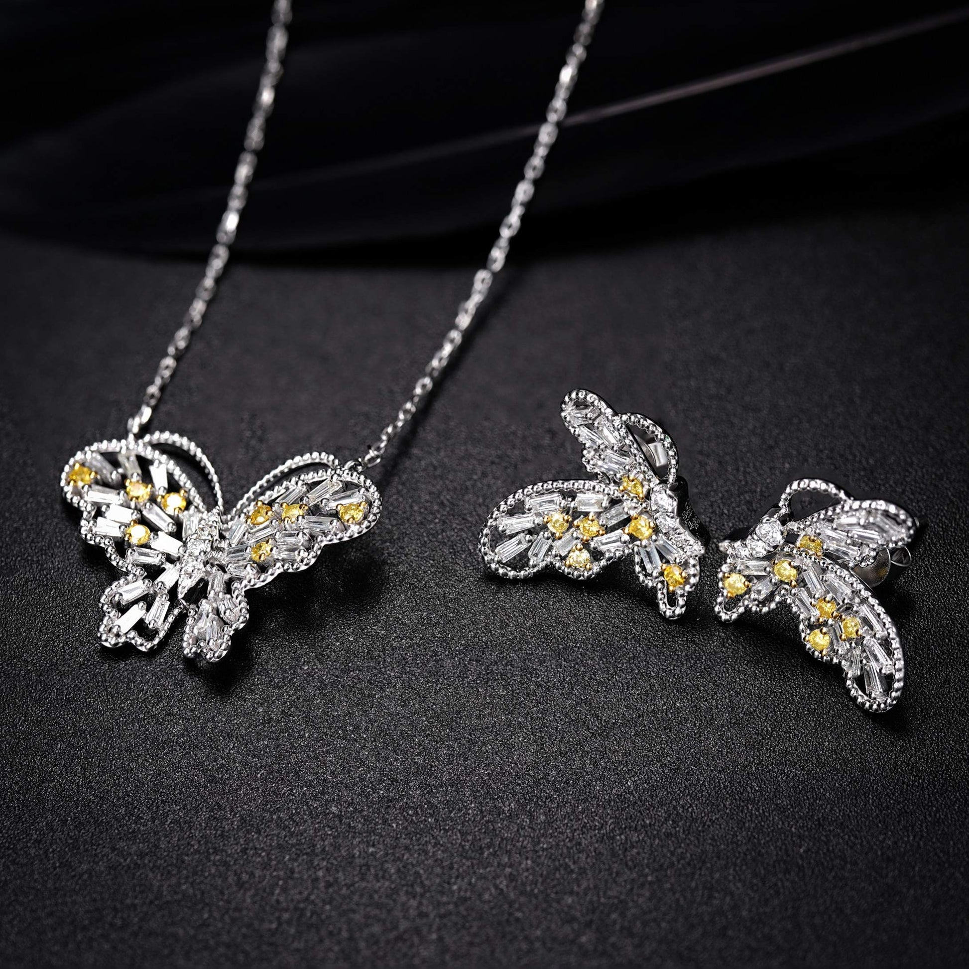 Diamond Hollow-out Butterfly Earrings - A Jewelry Gem - Yellow Diamond Chain