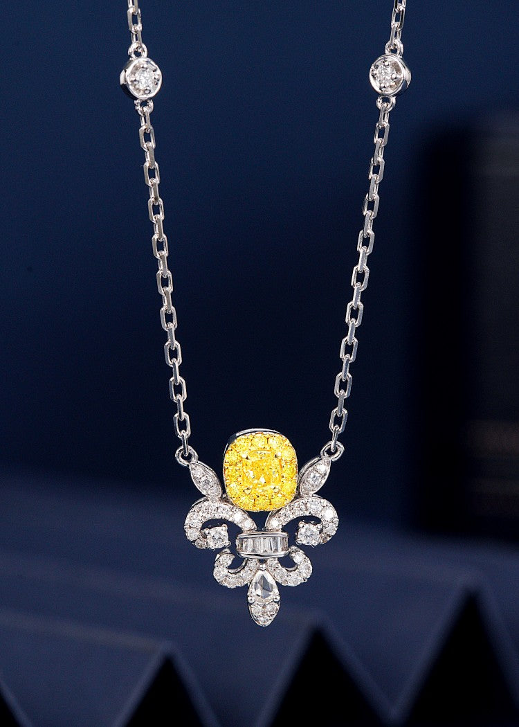 Diamond Iris Pendant - Elegant Jewelry Piece - Yellow Diamond Pendant