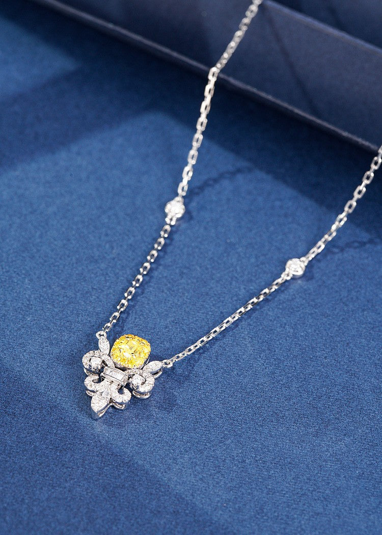 Diamond Iris Pendant - Elegant Jewelry Piece - Yellow Diamond Pendant