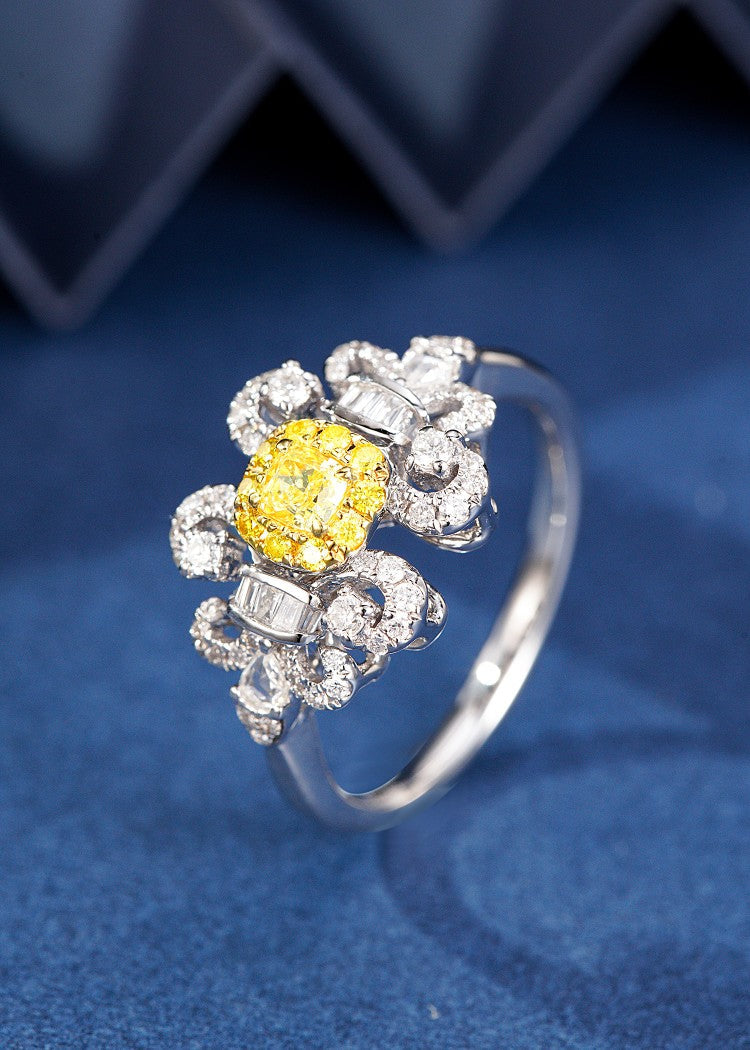 Diamond Iris Ring - Exquisite Jewelry Piece - Yellow Diamond Ring