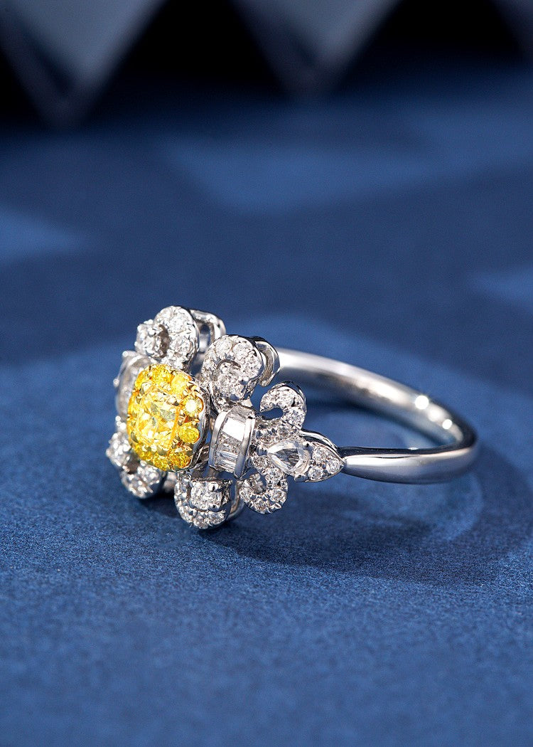 Diamond Iris Ring - Exquisite Jewelry Piece - Yellow Diamond Ring