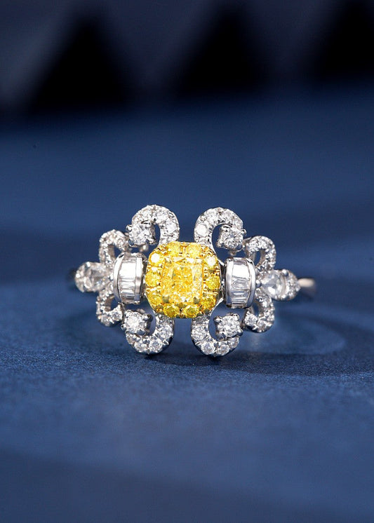 Diamond Iris Ring - Exquisite Jewelry Piece - Yellow Diamond Ring