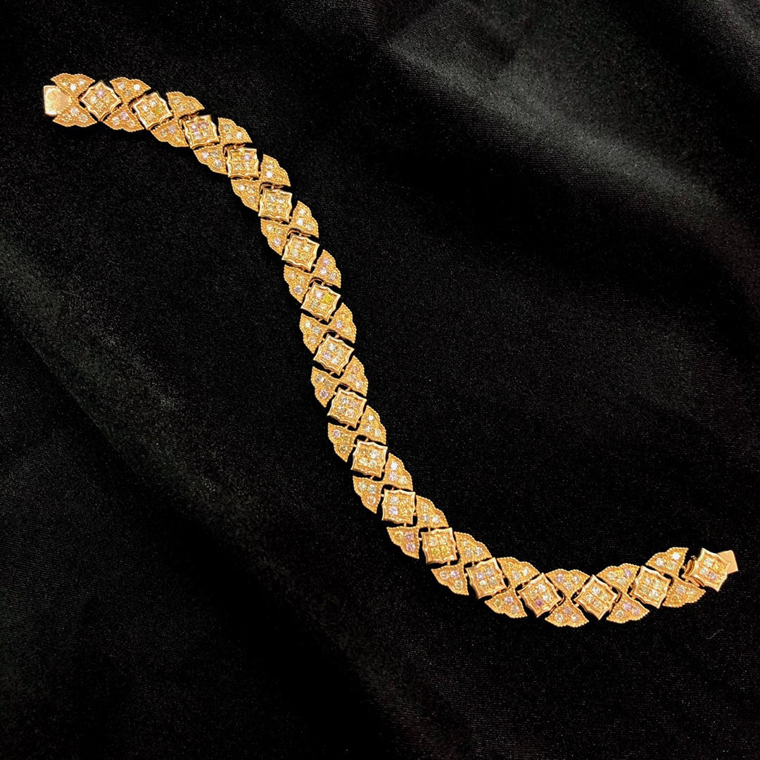 Diamond Isosceles Triangle Diamond Bracelet - Unique Jewelry Piece - Yellow Diamond Bracelet