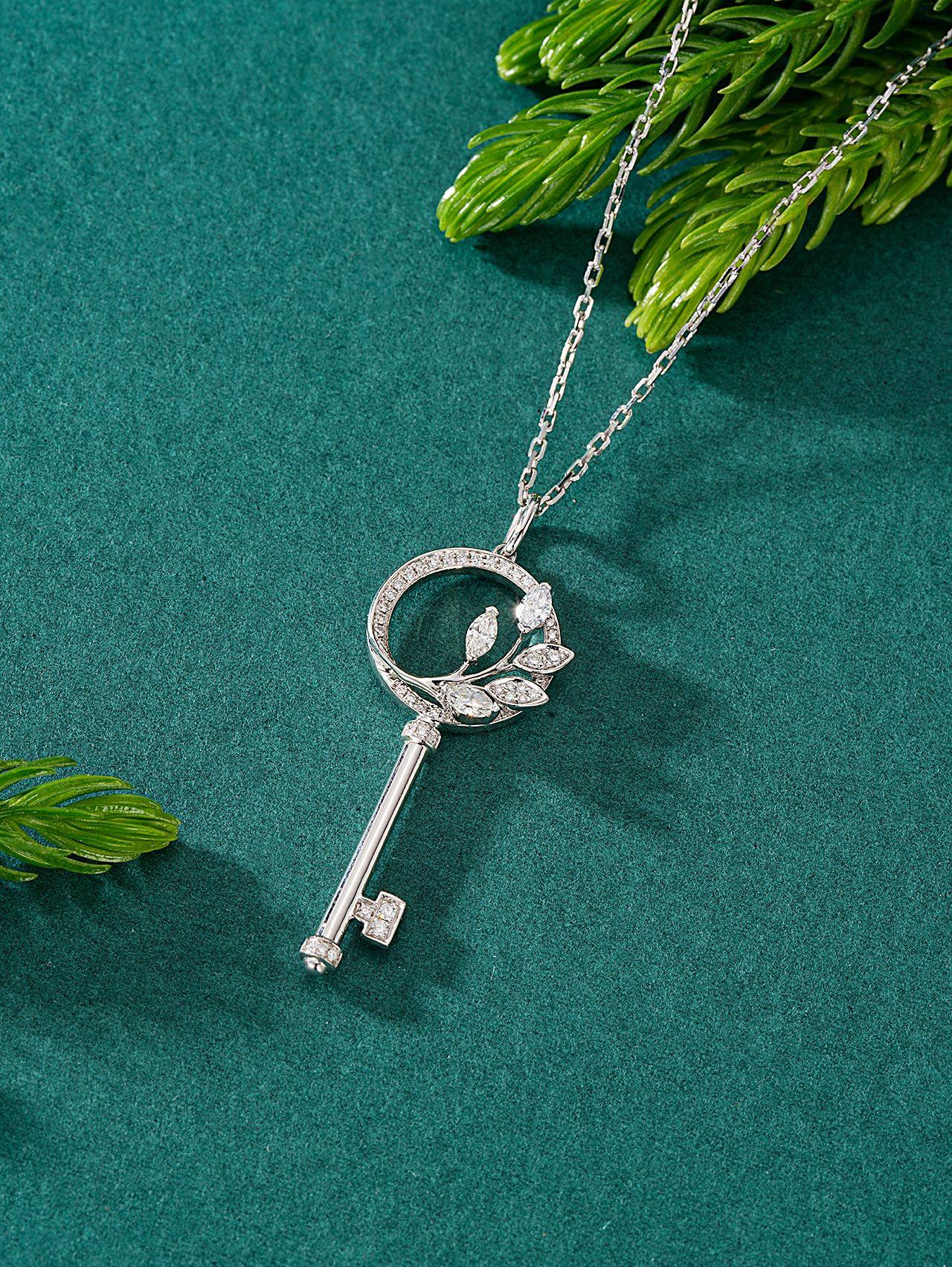 Diamond Key Pendant Jewelry - Unique and Elegant Choice - White Diamond Pendant