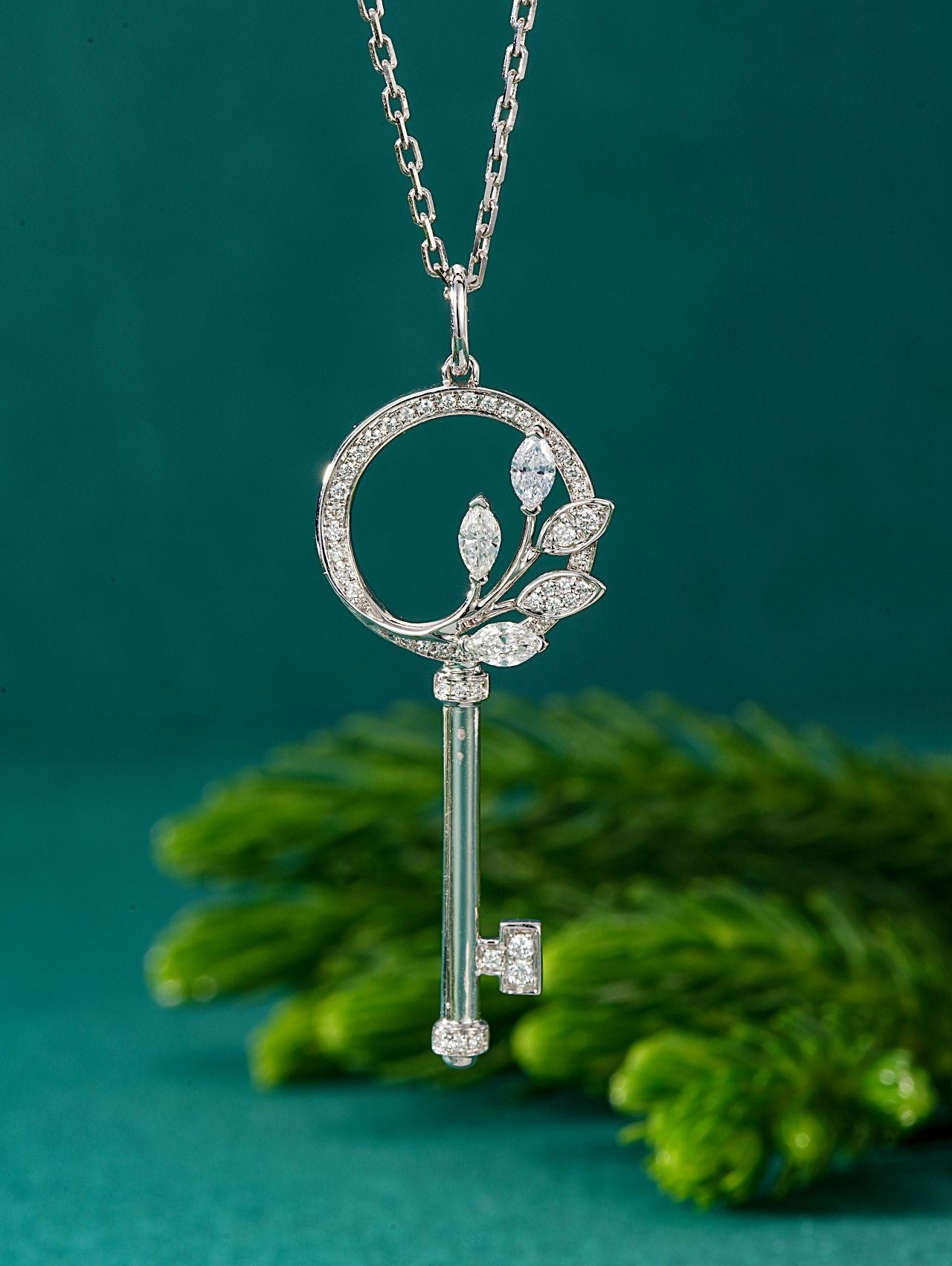 Diamond Key Pendant Jewelry - Unique and Elegant Choice - White Diamond Pendant