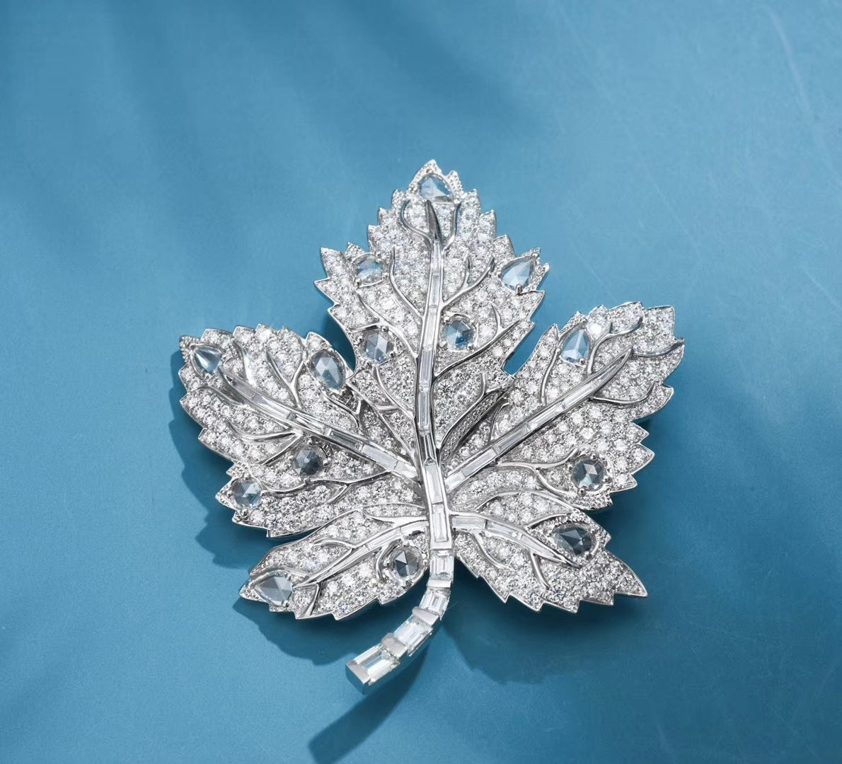 Diamond Leaf Brooch - Premium Jewelry Piece - Brooch