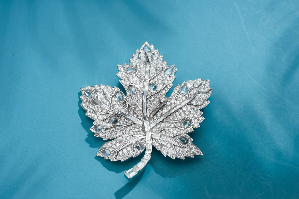 Diamond Leaf Brooch - Premium Jewelry Piece - Brooch