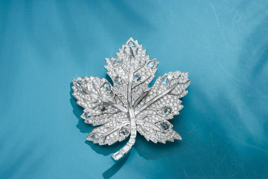 Diamond Leaf Brooch - Premium Jewelry Piece - Brooch