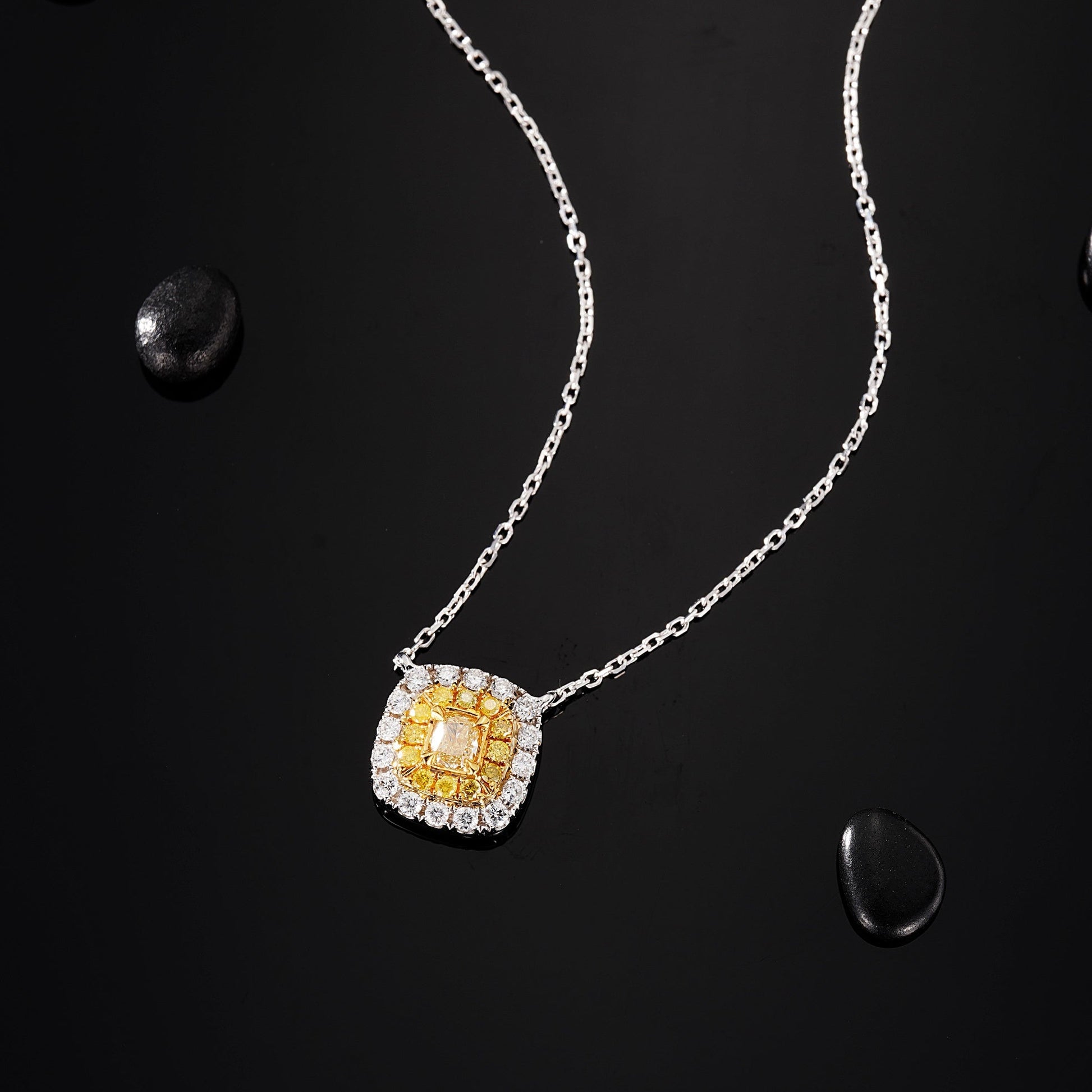 Diamond Locket Pendant Jewelry - Elegant and Sparkling Choice - Yellow Diamond Pendant