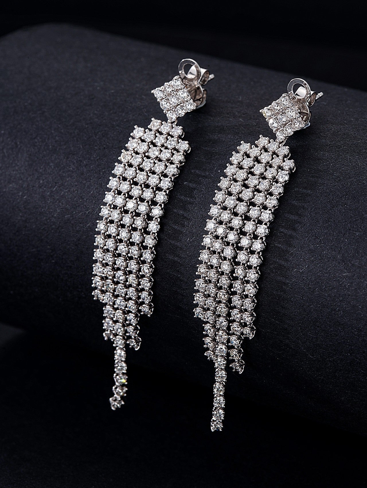 Diamond Long Tassel Earrings - Elegant Jewelry Piece - Jeweler.Jewelry