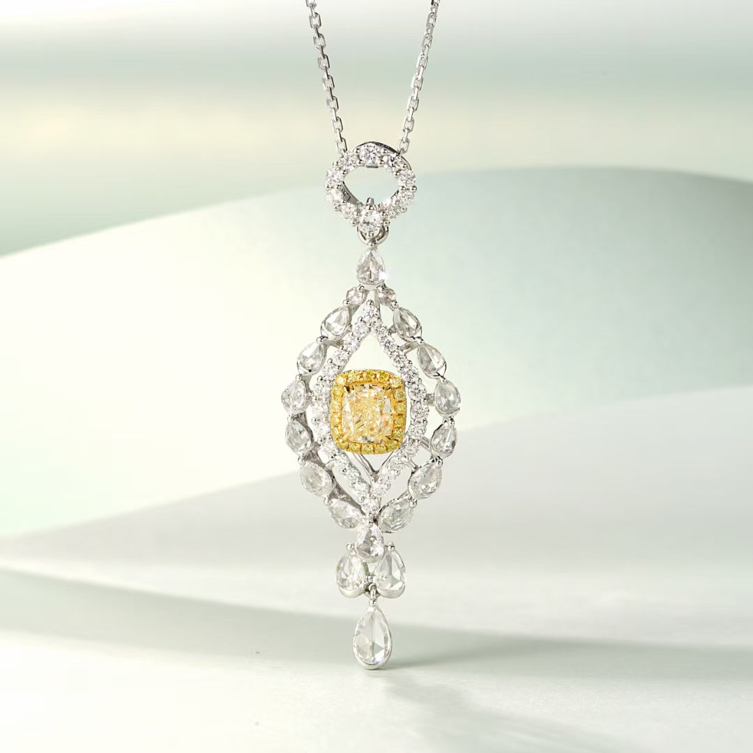 Diamond Marquise Pendant Jewelry - Unique and Luxurious Piece - Yellow Diamond Pendant