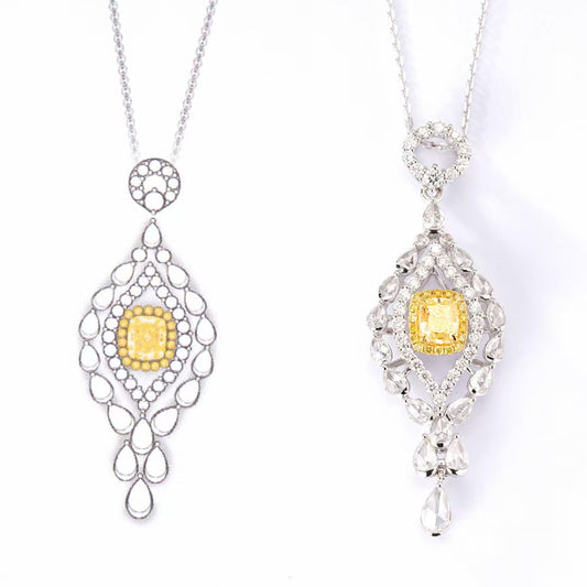 Diamond Marquise Pendant Jewelry - Unique and Luxurious Piece - Yellow Diamond Pendant