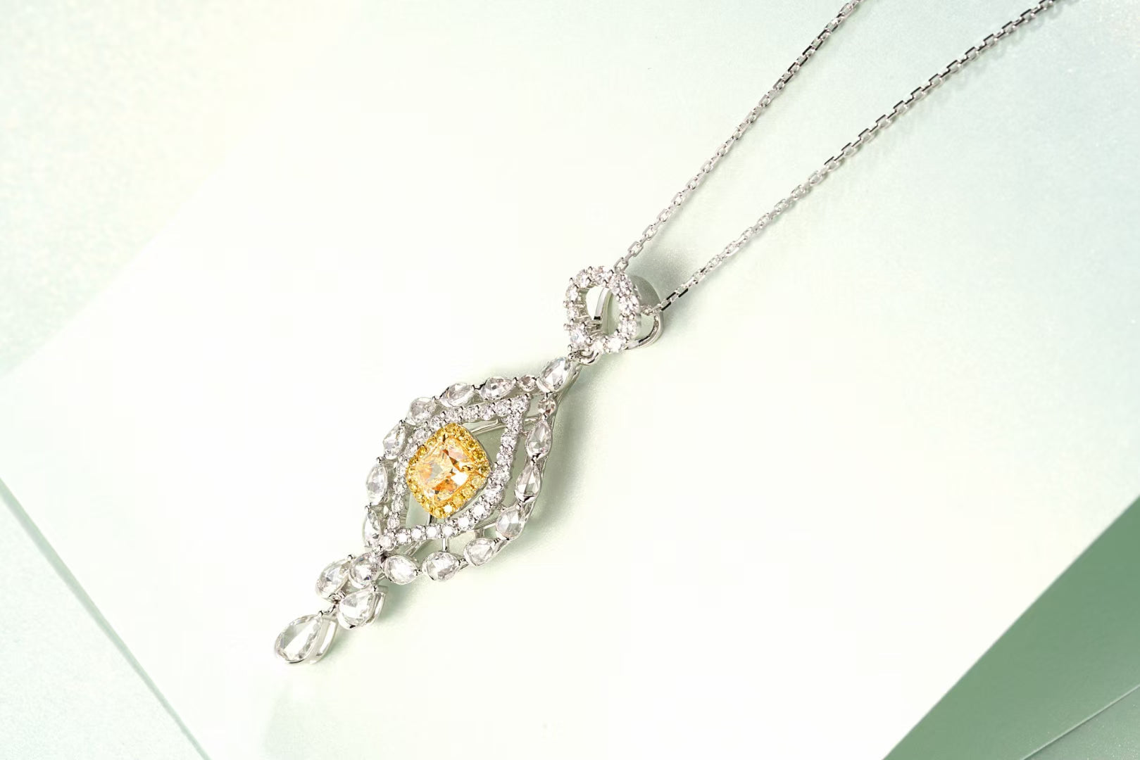 Diamond Marquise Pendant Jewelry - Unique and Luxurious Piece - Yellow Diamond Pendant