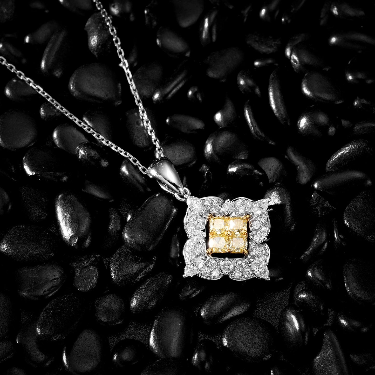 Diamond Marquise Shape Pendant - Exquisite Jewelry Piece - Yellow Diamond Pendant