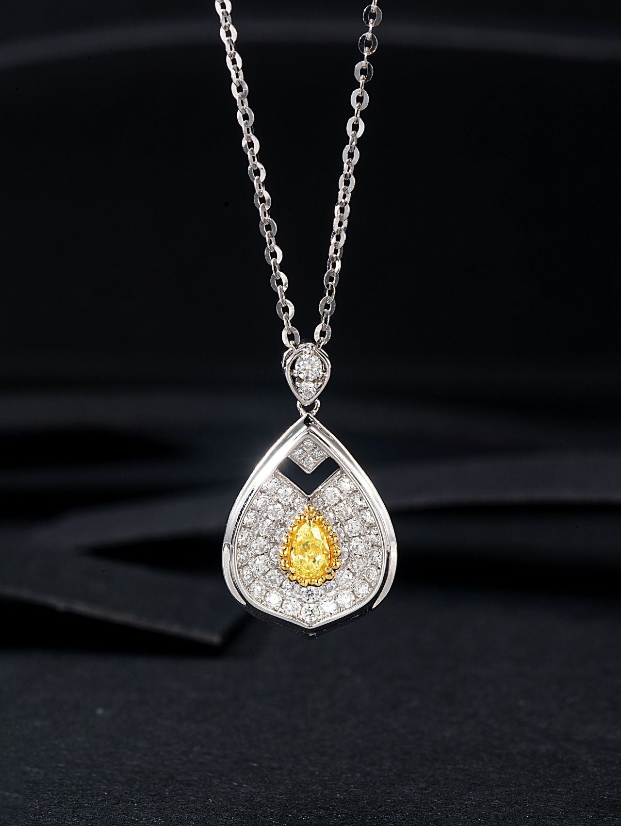 Diamond Pendant Jewelry - Sparkling Dewdrop Design - Yellow Diamond Pendant