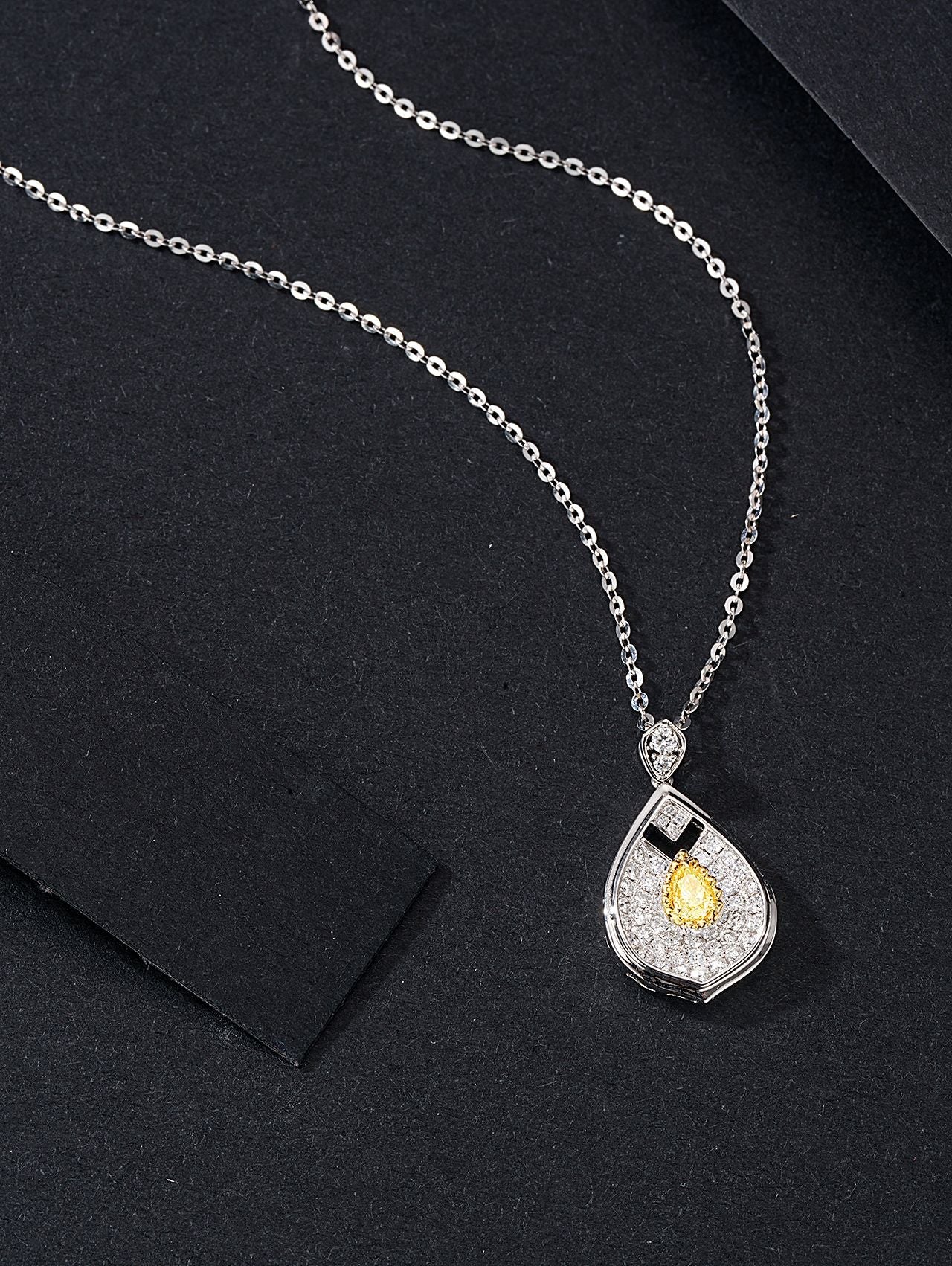 Diamond Pendant Jewelry - Sparkling Dewdrop Design - Yellow Diamond Pendant