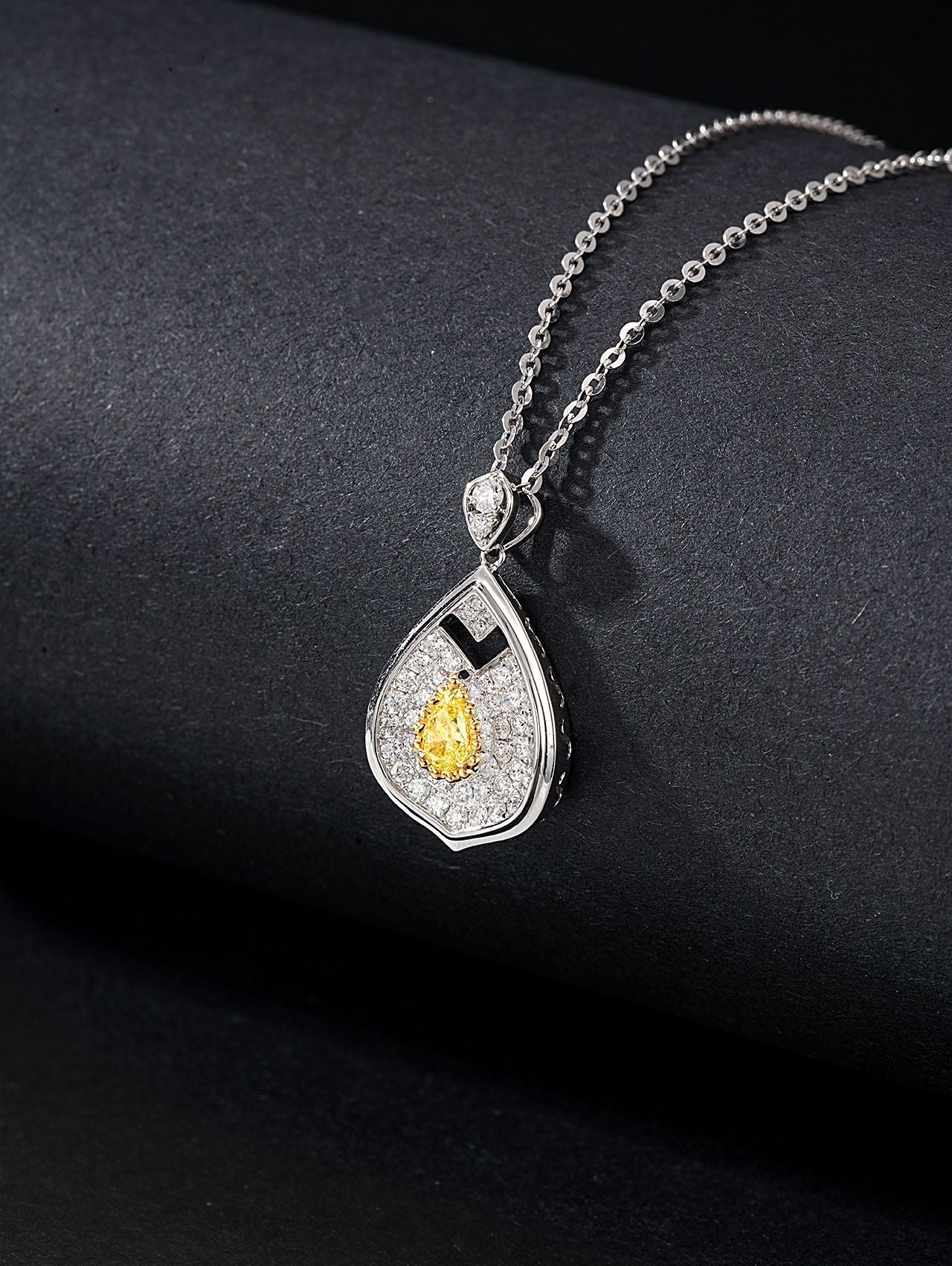 Diamond Pendant Jewelry - Sparkling Dewdrop Design - Yellow Diamond Pendant