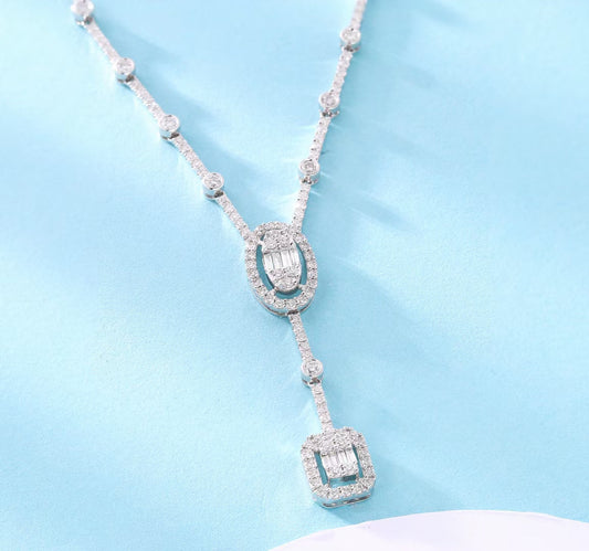 Diamond Pendant with Double Unique Design - Fine Jewelry - White Diamond Pendant