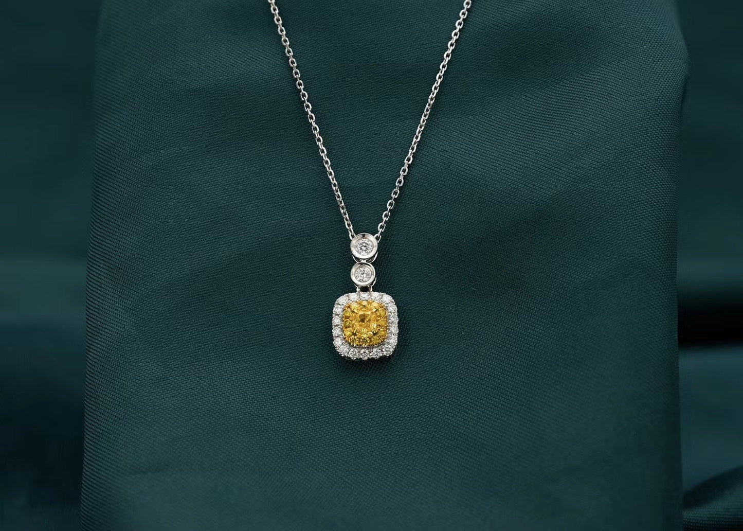 Diamond Pillow Pendant - Exquisite Jewelry Piece - Yellow Diamond Pendant