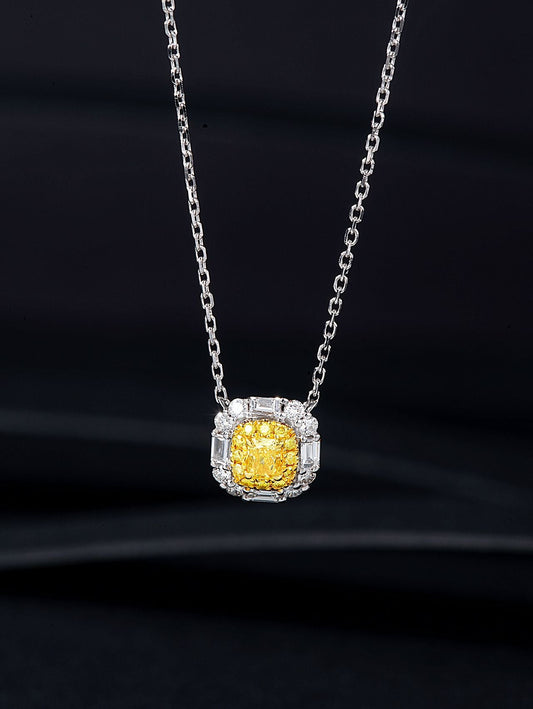 Diamond Pillow Shape Four-T Pendant Jewelry - Yellow Diamond Pendant