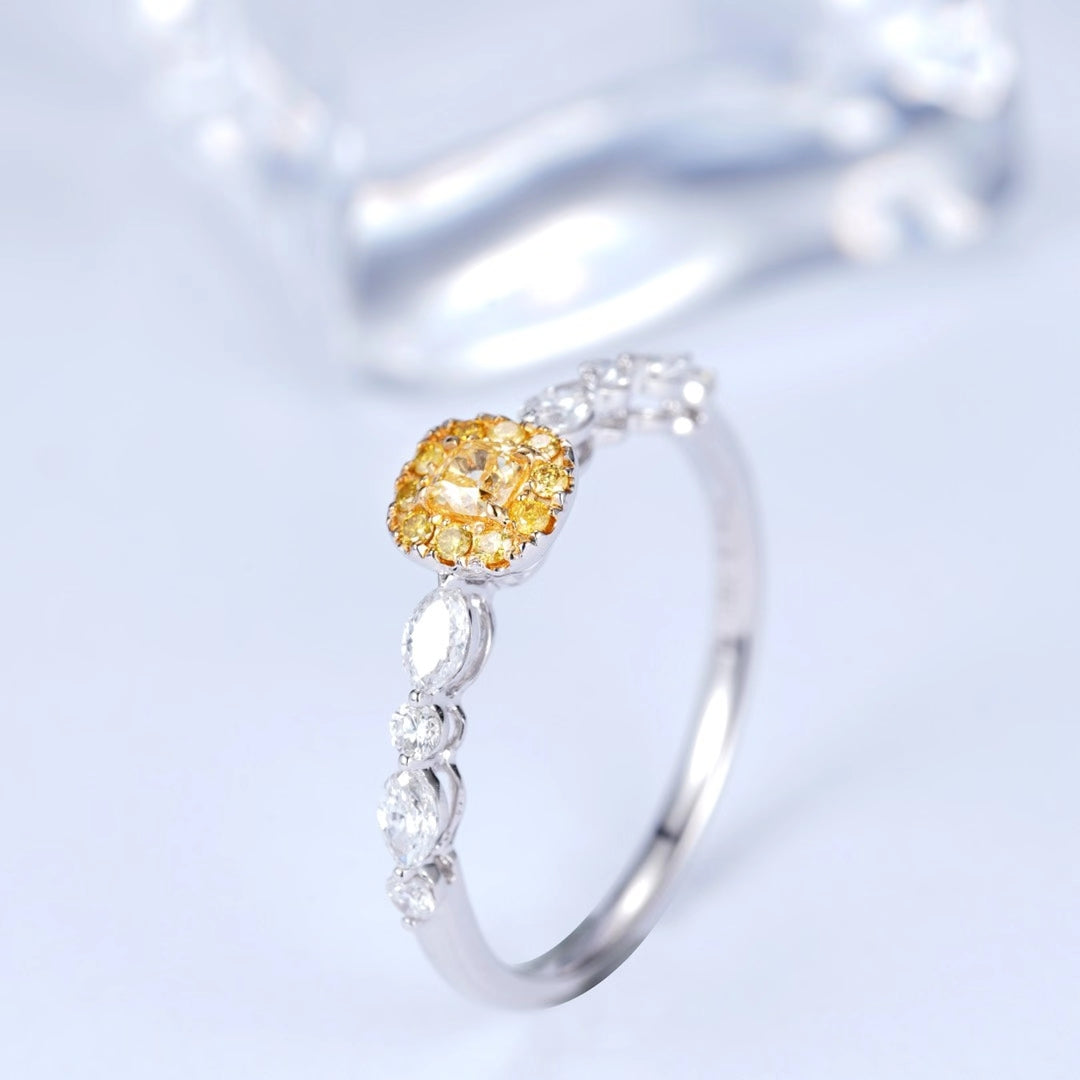 Diamond Pillow-Shaped Ring - A Sparkling Jewelry Gem - Yellow Diamond Ring