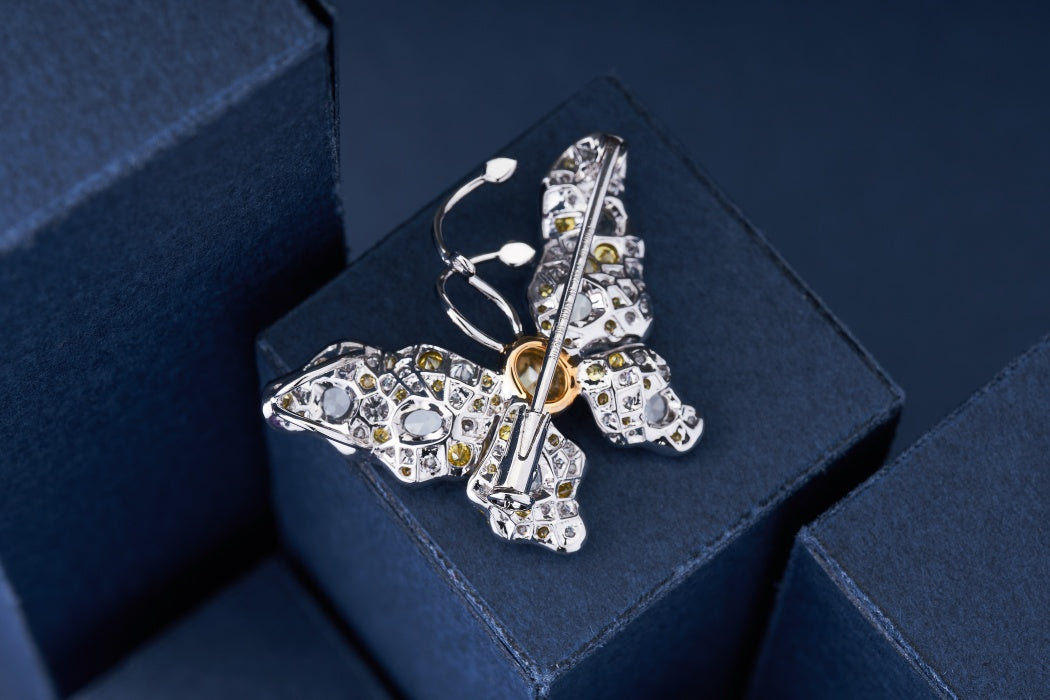 Diamond Rose Butterfly Brooch/Pendant (Wearable as Both) | Premium Jewelry - Brooch