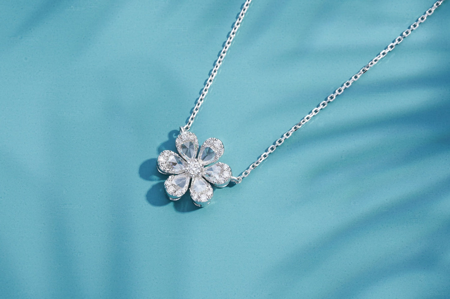 Diamond Rose Pendant - Elegant Jewelry Piece - White Diamond Pendant