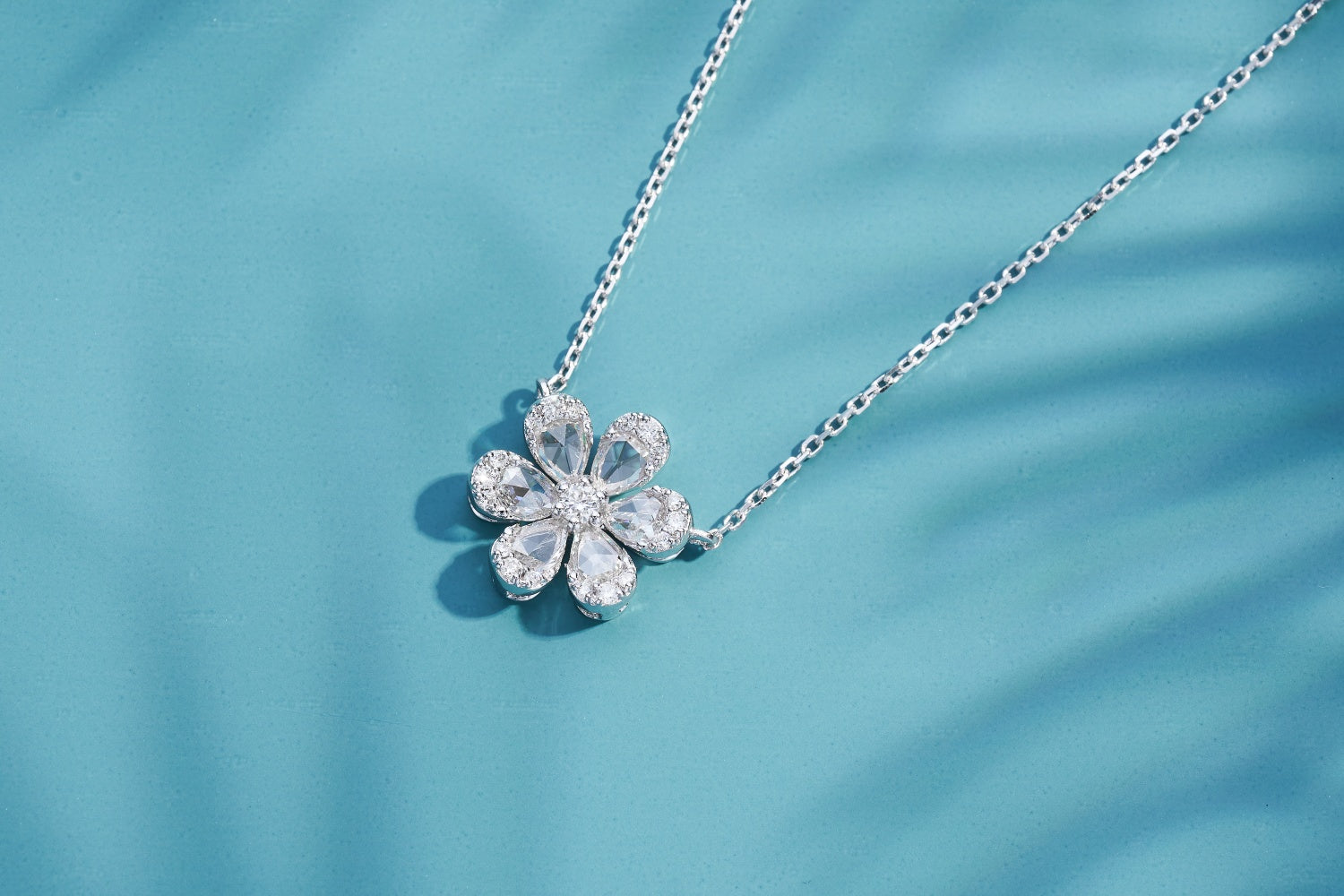 Diamond Rose Pendant - Elegant Jewelry Piece - White Diamond Pendant