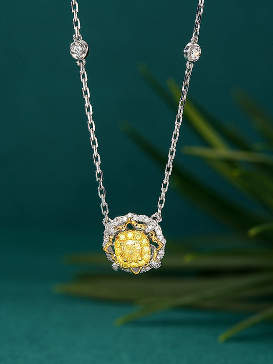 Diamond Round Flower Bamboo Pendant Jewelry - Yellow Diamond Pendant