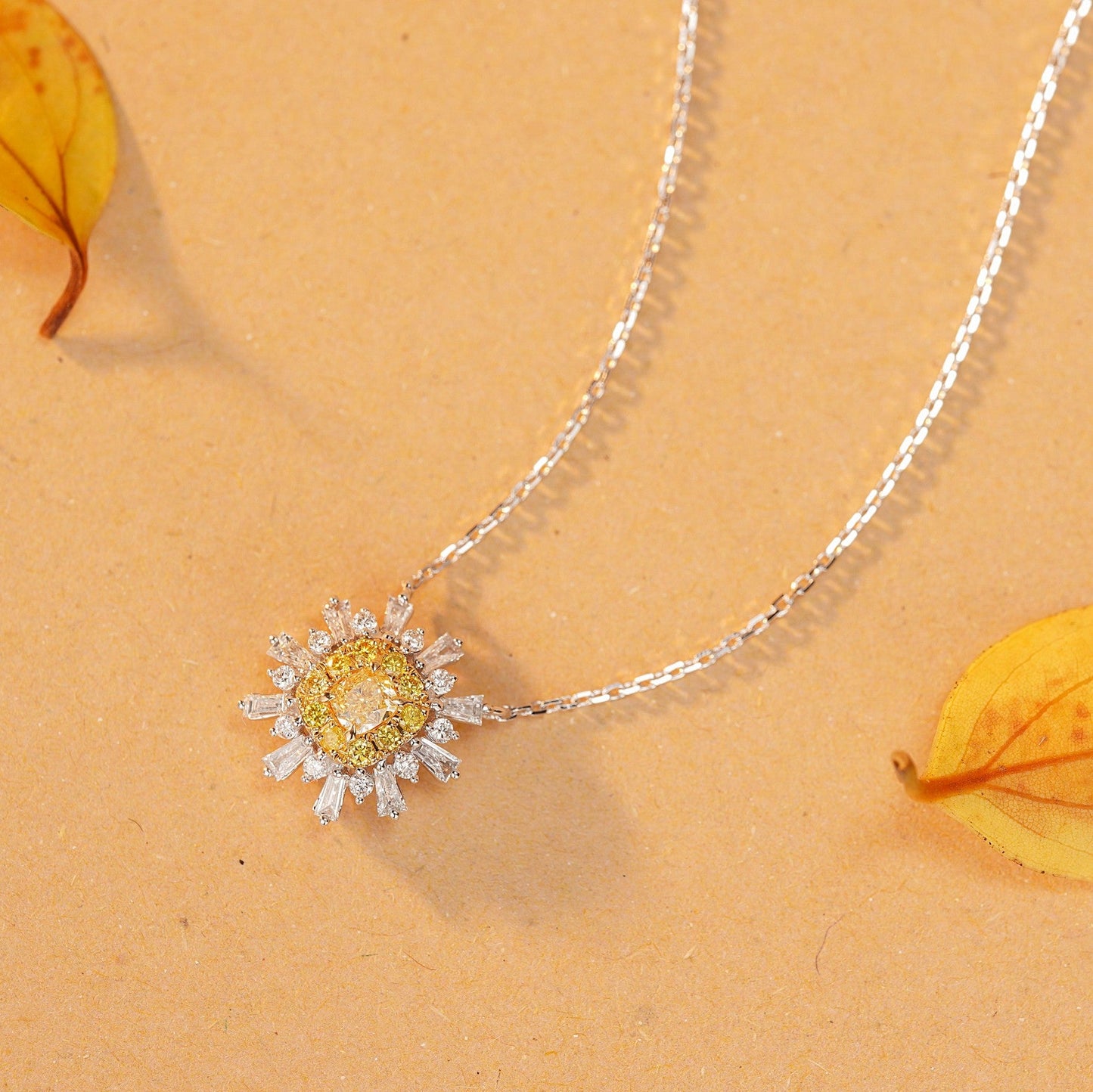 Diamond Snowflake Pendant - Enchanting Jewelry Piece - Yellow Diamond Pendant