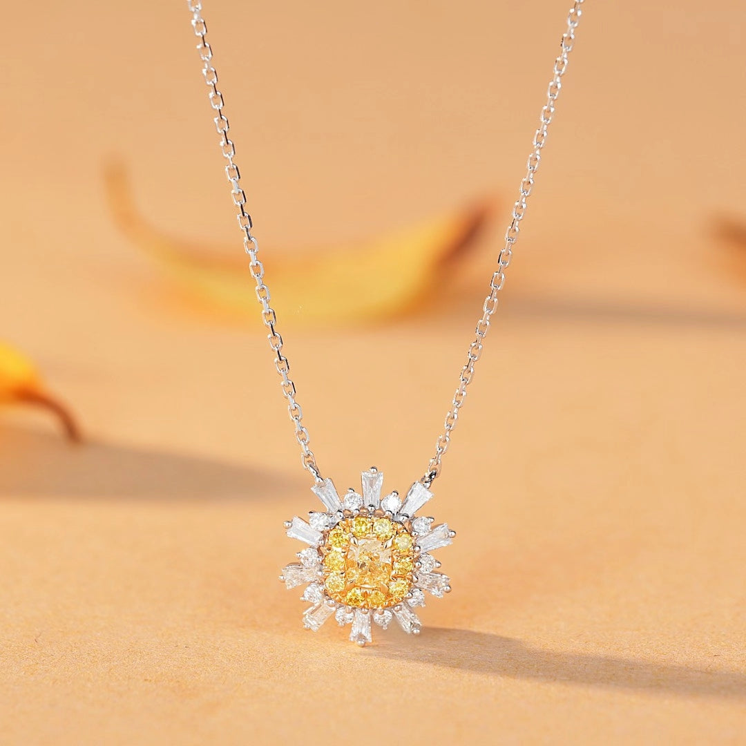 Diamond Snowflake Pendant - Enchanting Jewelry Piece - Yellow Diamond Pendant