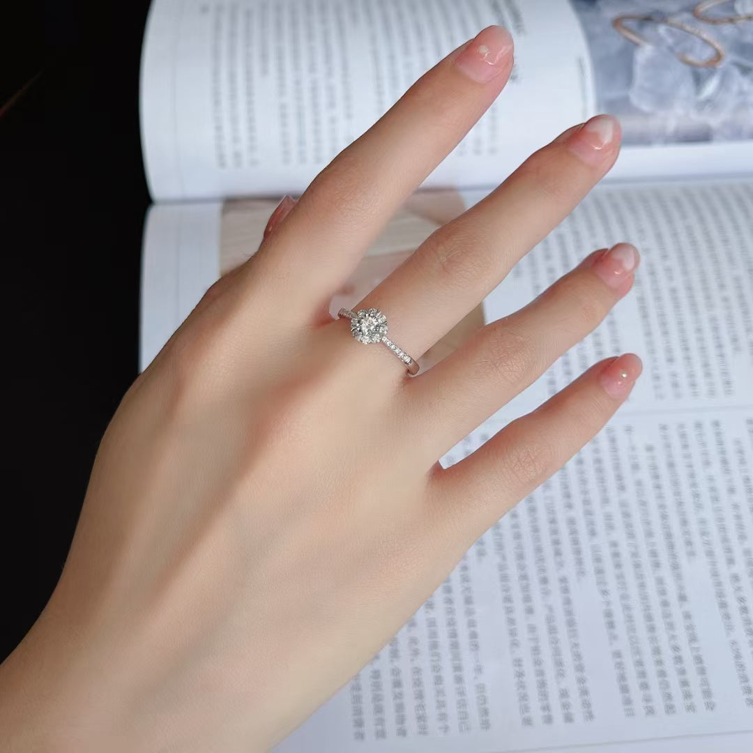 Diamond Snowflake Ring - Unique Jewelry Piece - White Diamond Ring