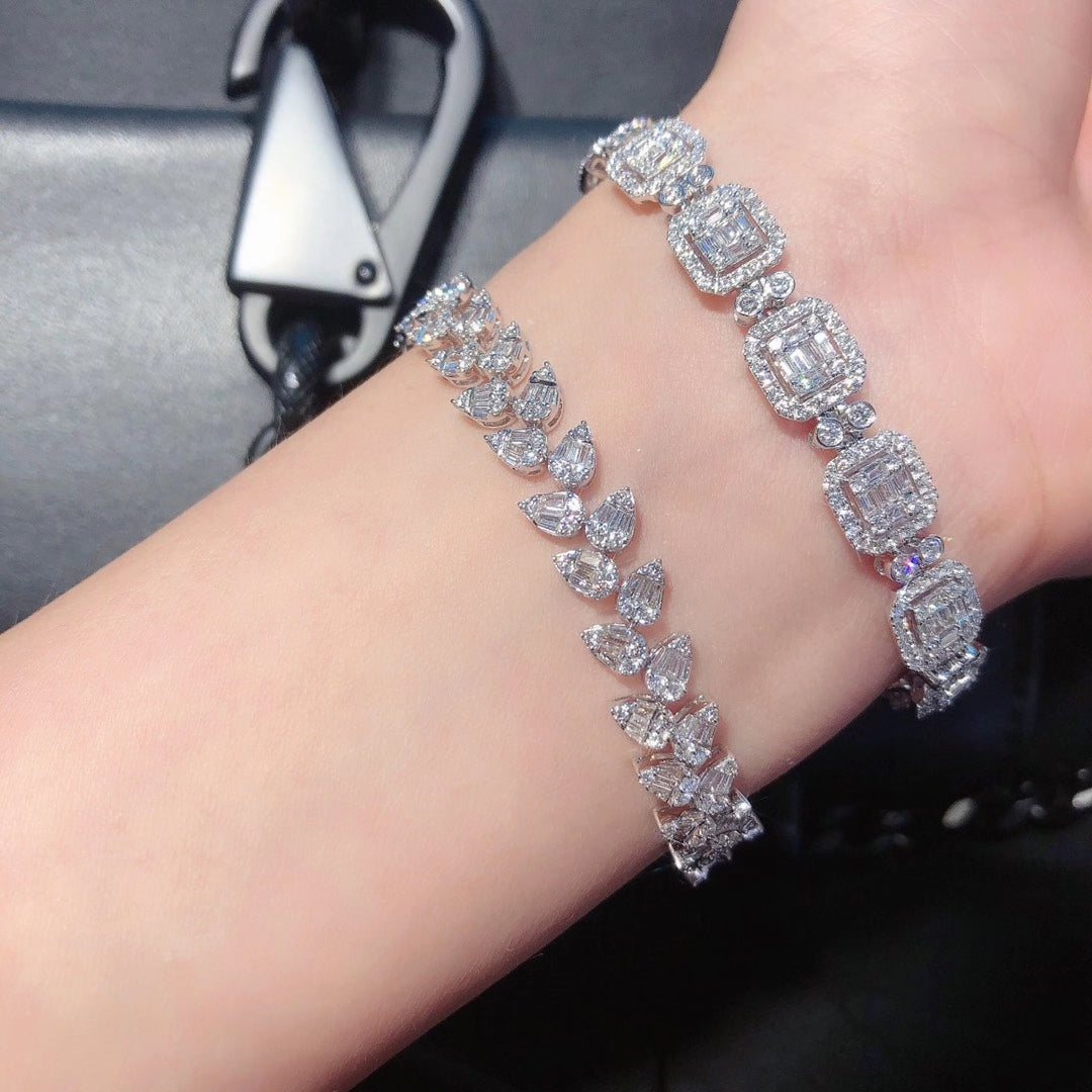 Diamond Square Bracelet - Luxurious Jewelry Collection - White Diamond Bracelet