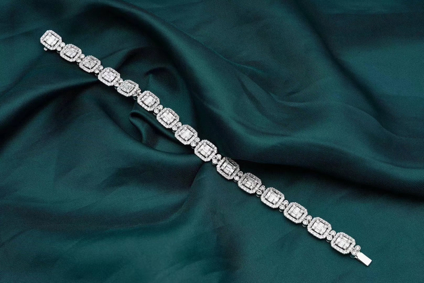 Diamond Square Bracelet - Luxurious Jewelry Collection - White Diamond Bracelet