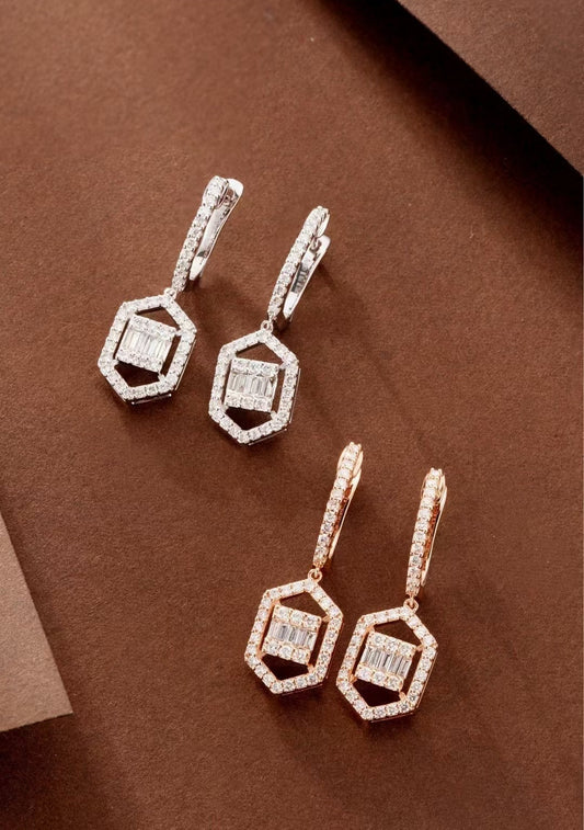 Diamond Square Earrings - Elegant Jewelry Piece - Jeweler.Jewelry