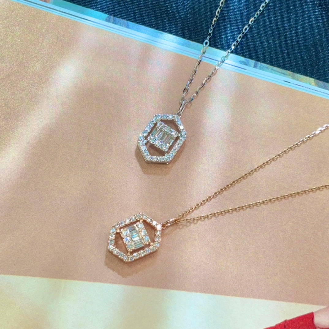 Diamond Square Pendant Chain Jewelry - Luxurious & Elegant Choice - White Diamond Pendant