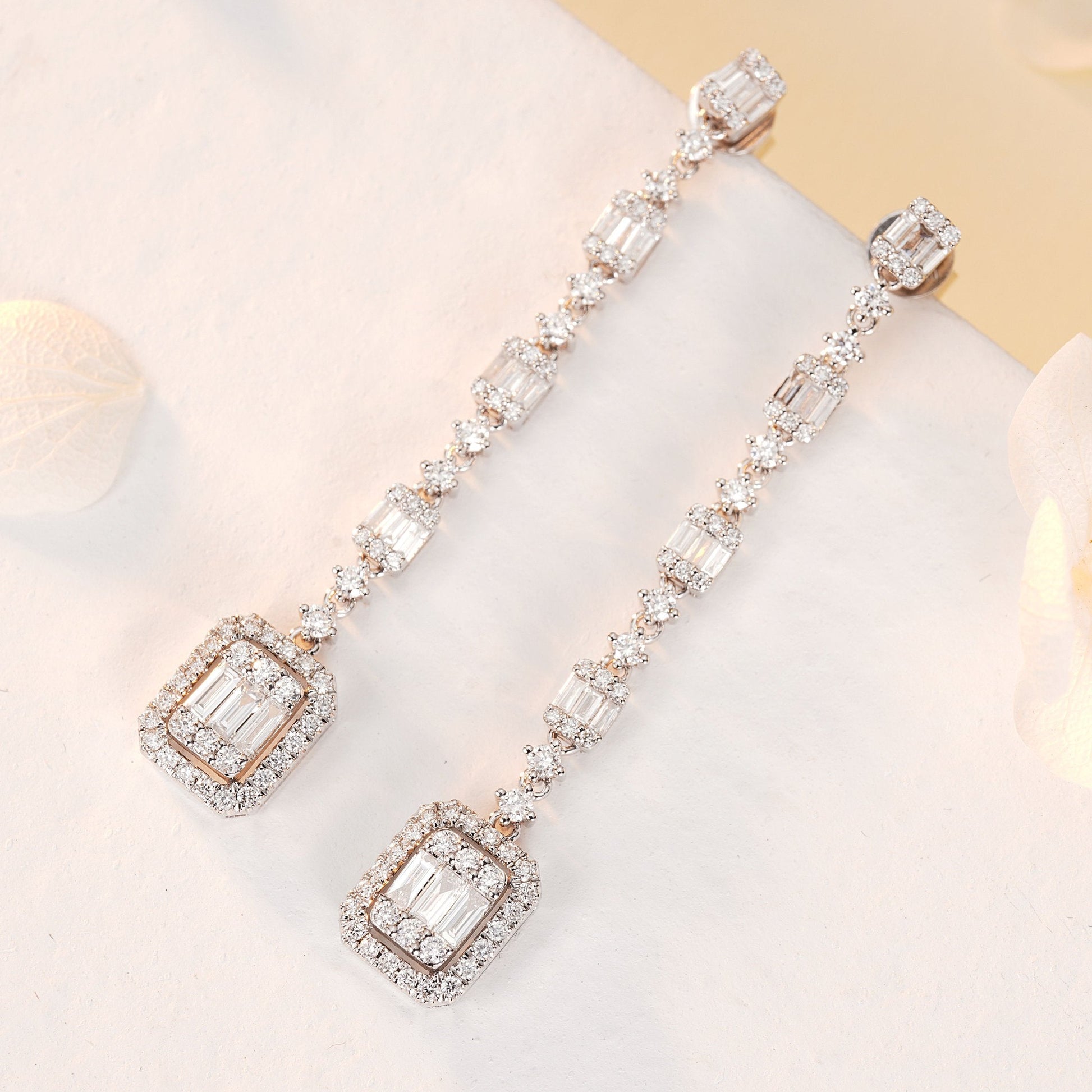 Diamond Square T Earrings with Long Drops – Luxury Jewelry - Jeweler.Jewelry