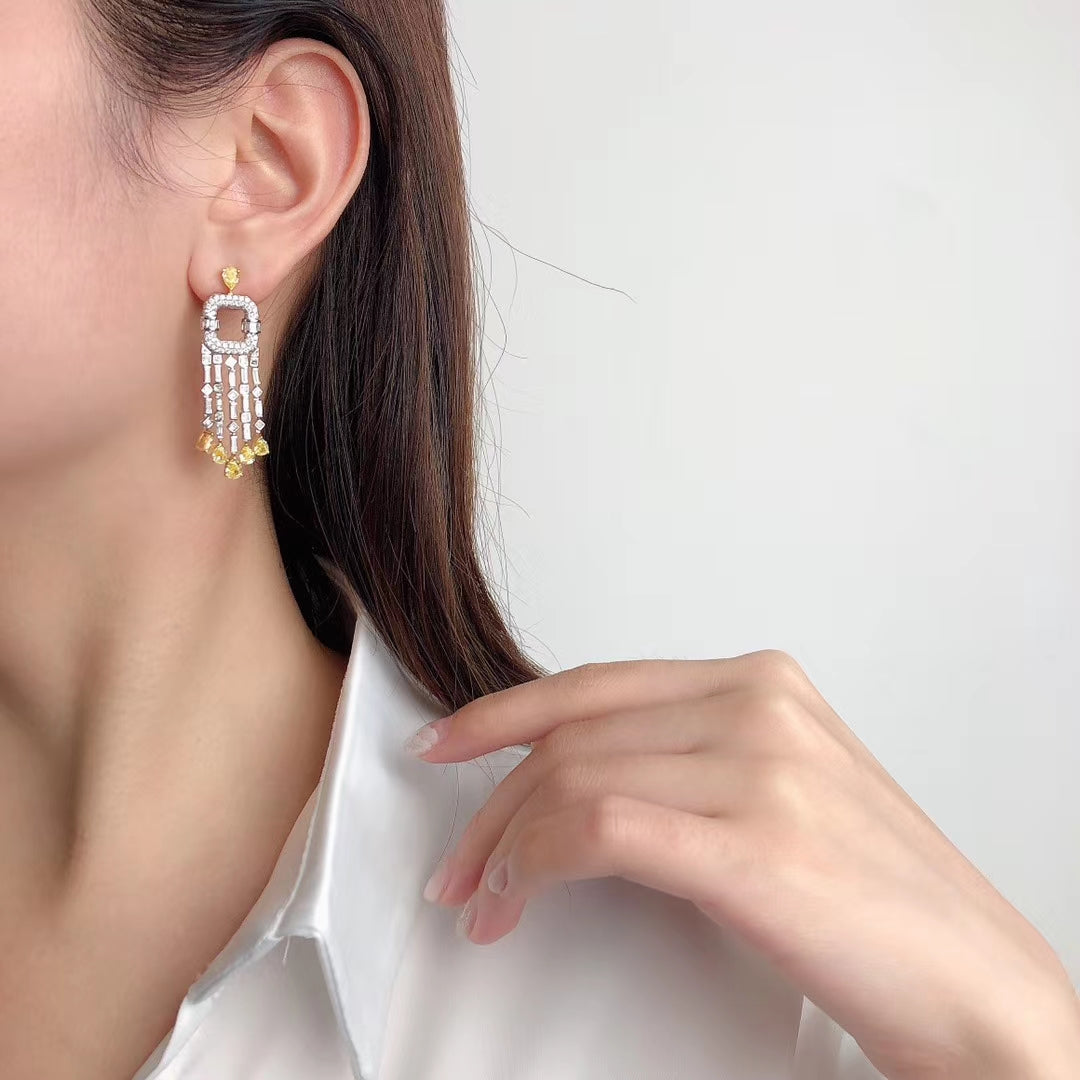 Diamond Square Tassel Earrings - Luxurious Jewelry Piece Jeweler.Jewelry