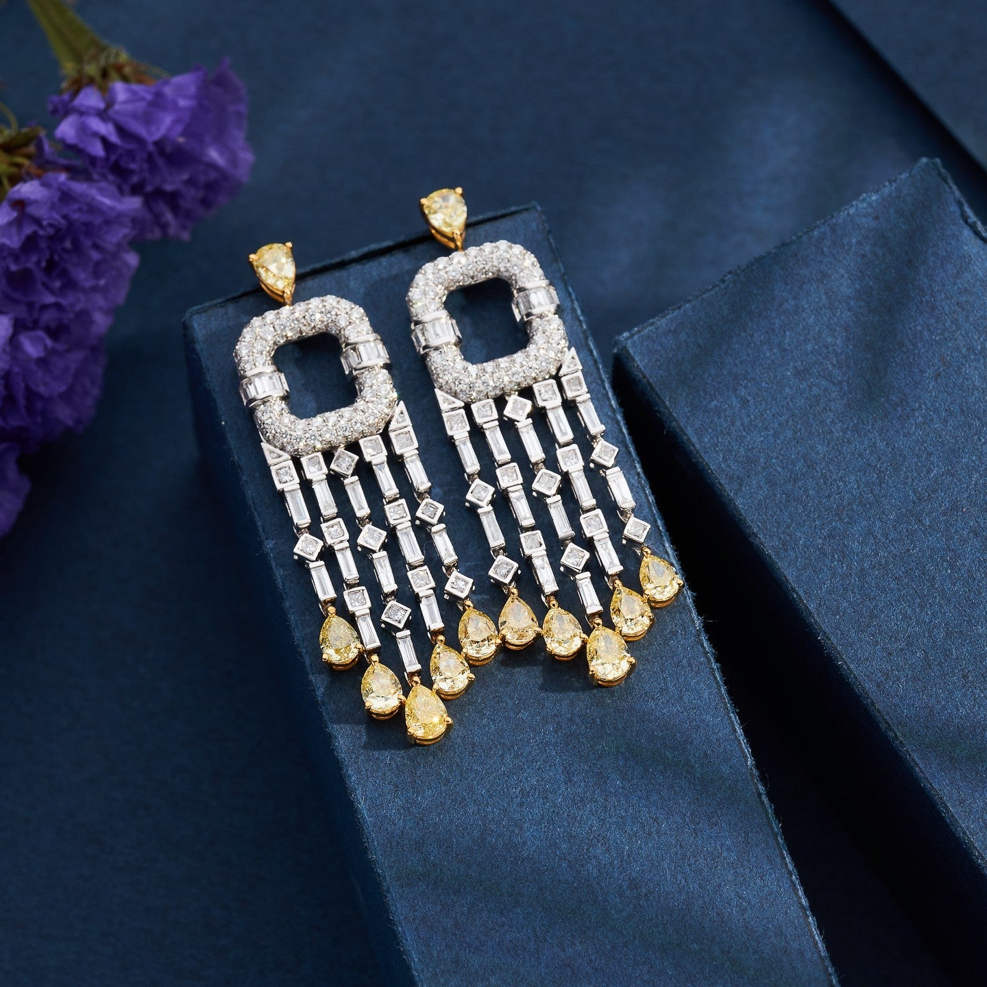 Diamond Square Tassel Earrings - Luxurious Jewelry Piece Jeweler.Jewelry