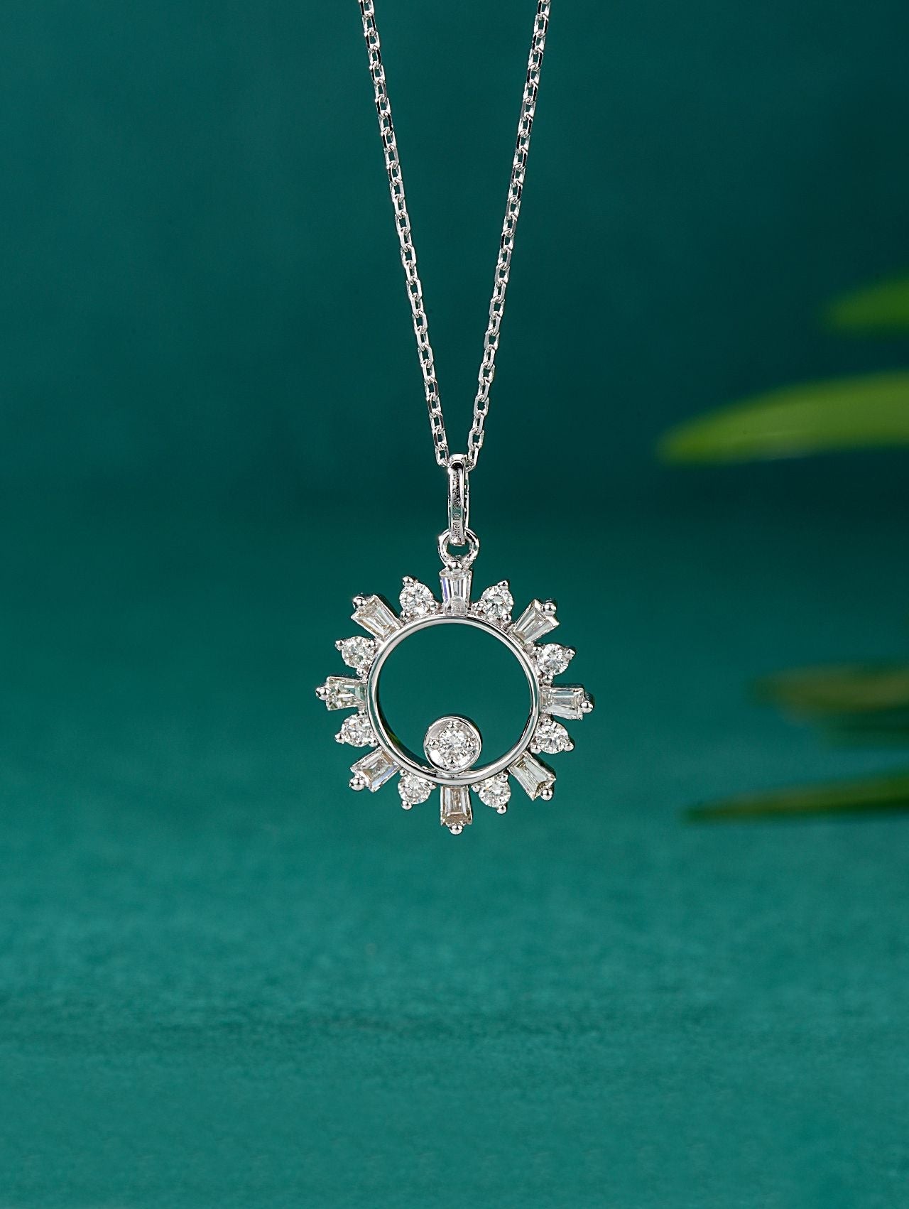 Diamond Sunburst Pendant - Unique and Elegant Jewelry - White Diamond Pendant