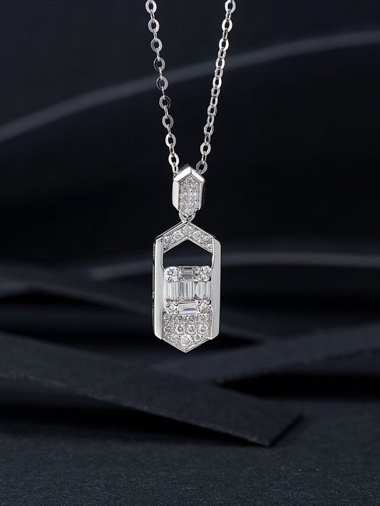 Diamond T-Shape Rhombus Pendant Jewelry - White Diamond Pendant