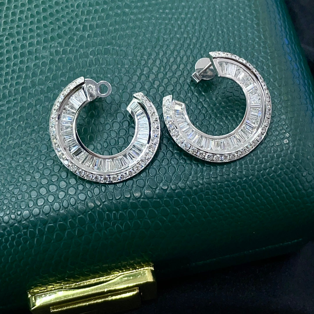 Diamond T-Square C-Shape Earrings - Exclusive Jewelry Piece - Jeweler.Jewelry