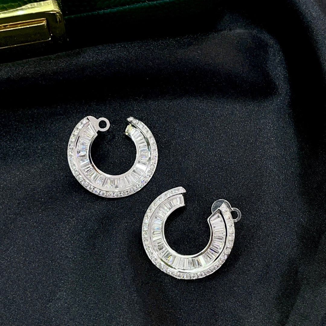 Diamond T-Square C-Shape Earrings - Exclusive Jewelry Piece - Jeweler.Jewelry